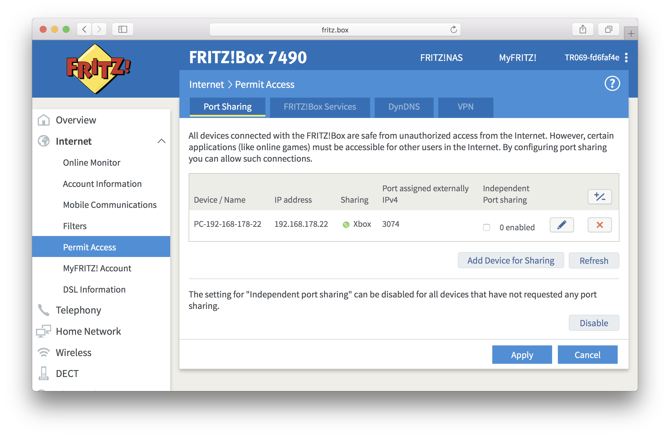 How do I set up a port forwarding on my FRITZ!Box